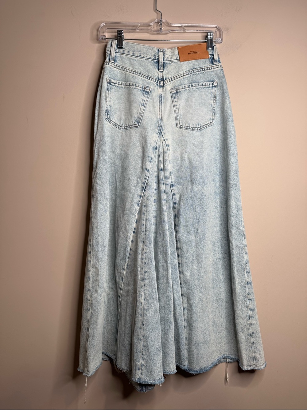 7 For All Mankind Western Maxi Skirt Denim Flared Paneled Size 25 Light Blue - Picture 3 of 8